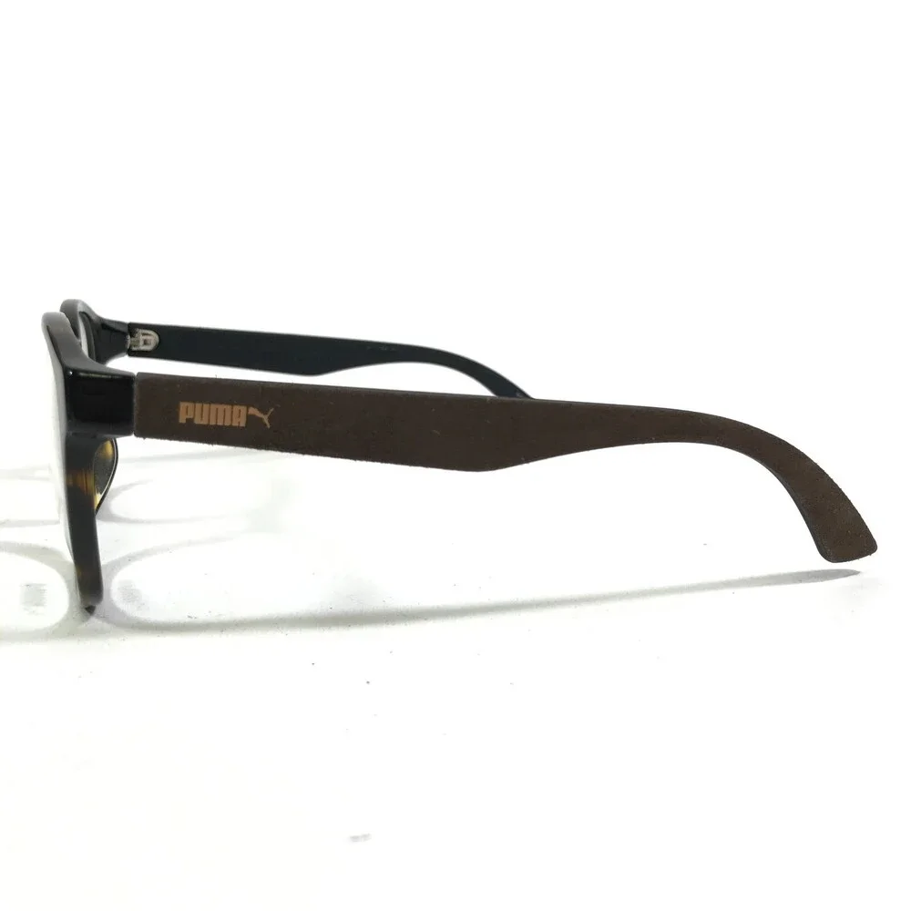 Puma Eyeglasses Frames PU00430A 009 Brown Suede Leather Tortoise 53-20-140